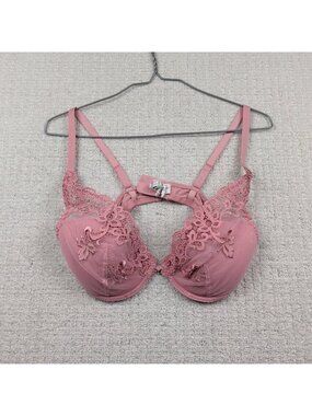 Simone Perele Saga Bra Floral Sheer lace Coquette Pink Whimsigoth Fairy Sz 36C